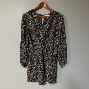 Womens Size M Loft Floral Black Shorts Romper